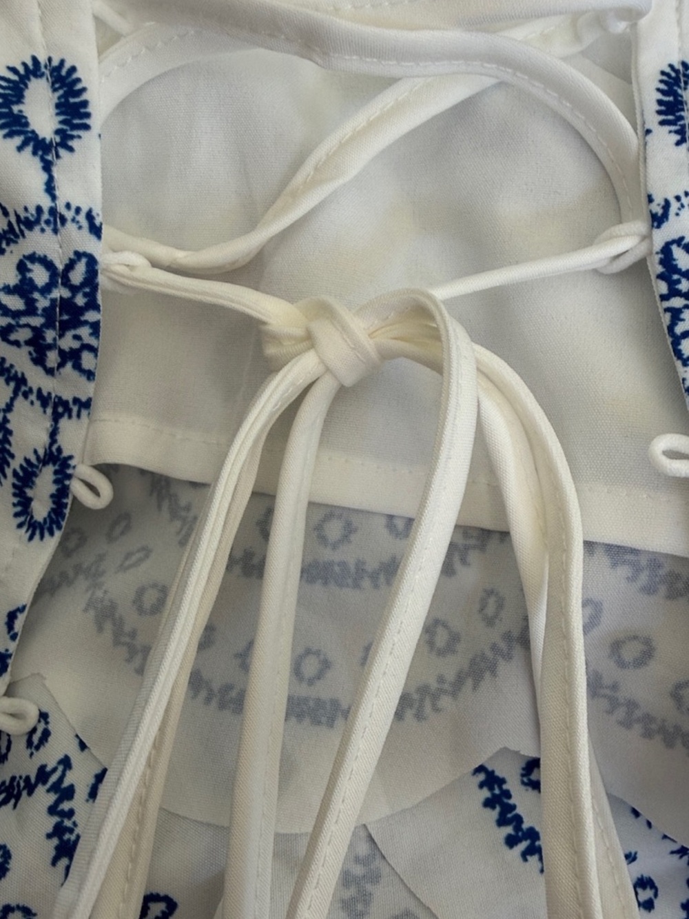 NWT-COMMENSE White and Blue Embroidered Maxi Skirt & Top set - Picture 5 of 11